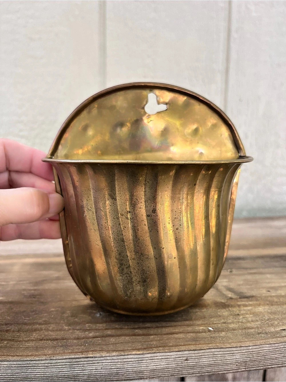 Hosley Brass Wall Planter Wall Pocket